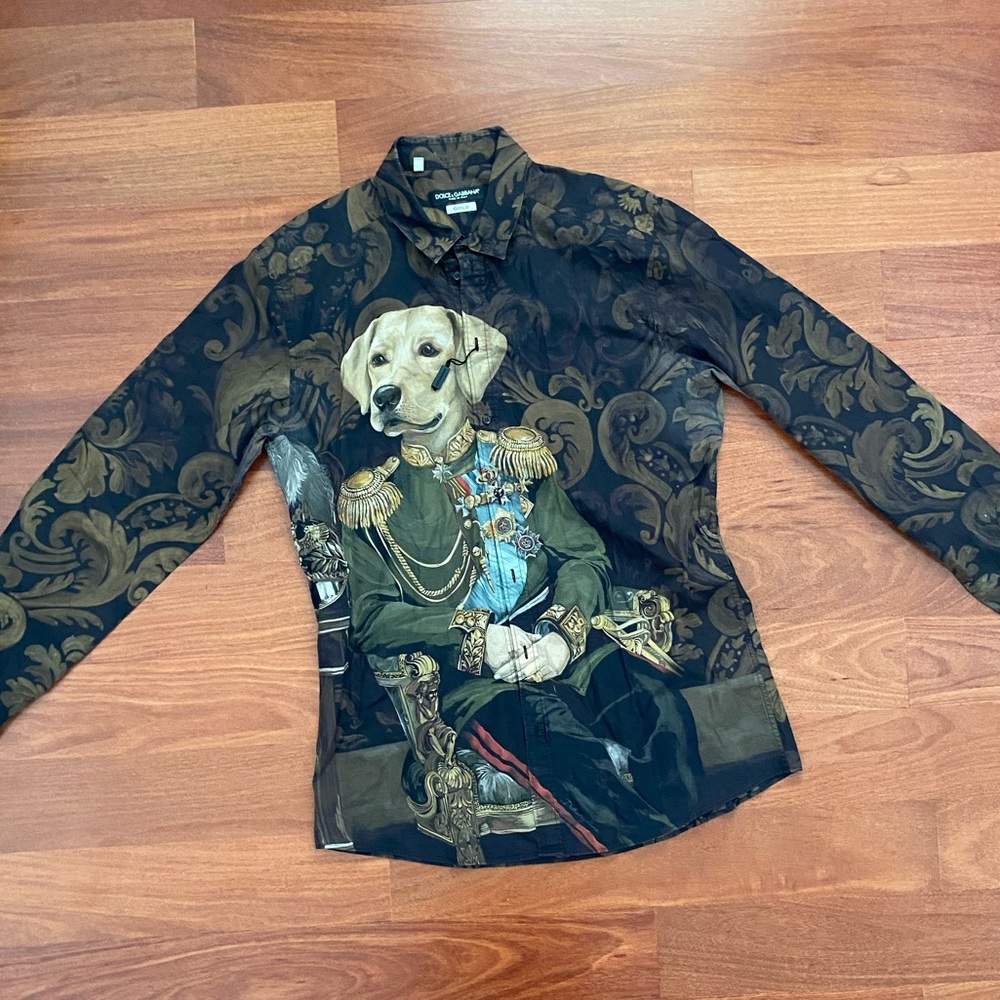 DOLCE & GABBANA dog soldier print shirt